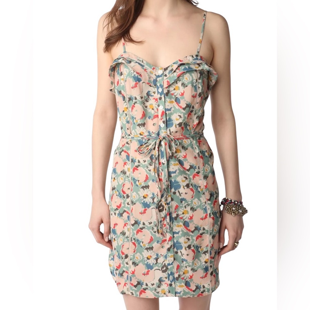 Kimchi Blue Pink and Green Ruched Bustier Sundress